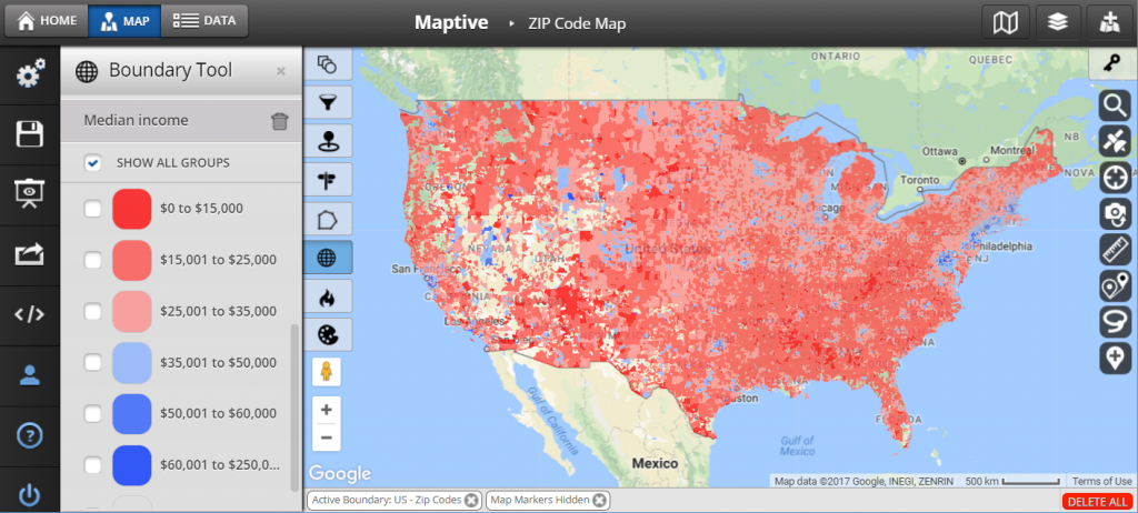 interactive zip code map How To Create A Zip Code Map With Maptive S Mapping Software interactive zip code map