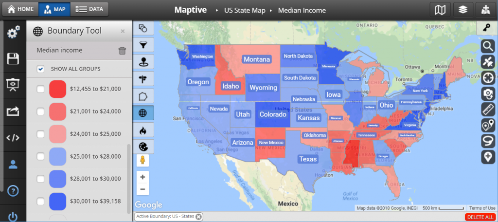 How To Make A Us State Map With Maptive S Boundary Tool