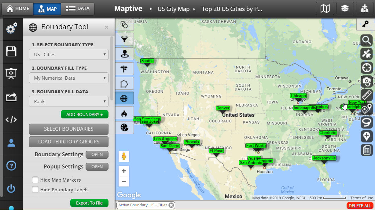 US City Map - Display City Boundaries on a Map - Maptive