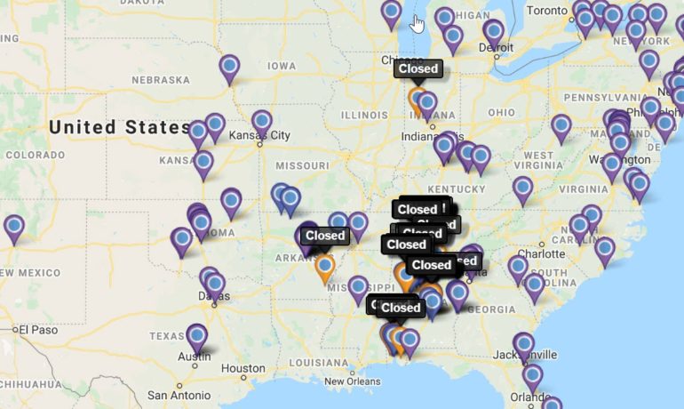 Closed and Open Locations Map for Businesses