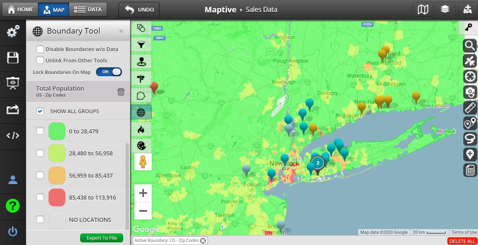 Population Density Map - 5-Digit Zip Codes