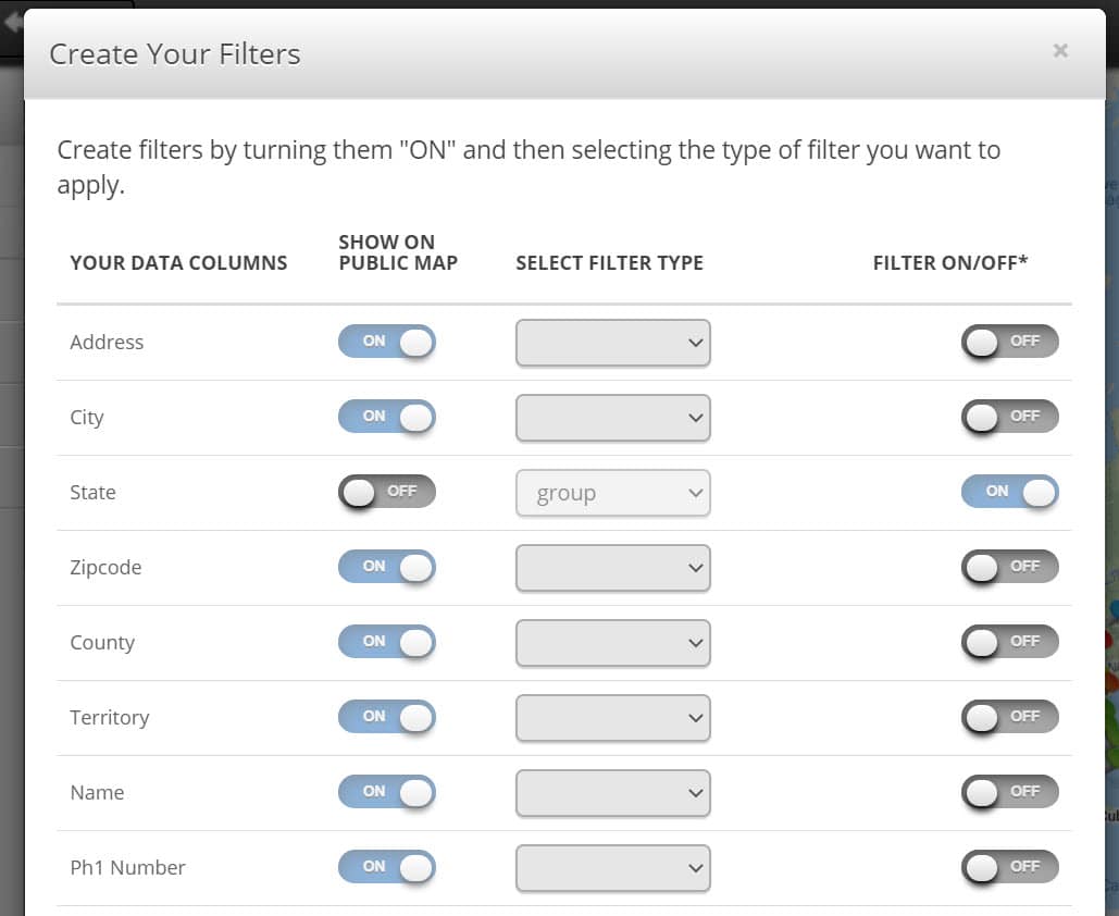 Filter Tool Settings