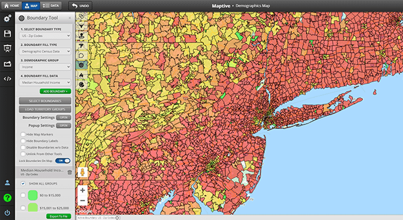 Demographic income data map