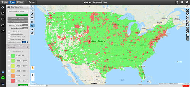 Demographic income map overlays