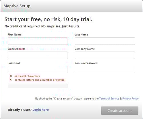 Maptive Signup