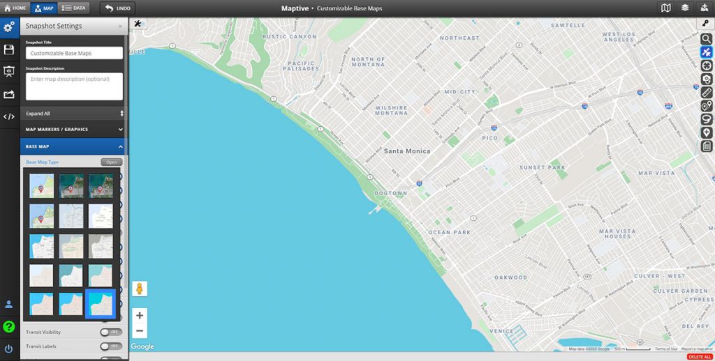 Customizable Google Maps Base Map
