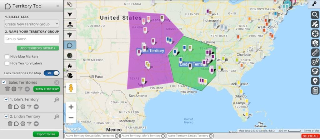 Campaign Mapping Software - Sales Territories