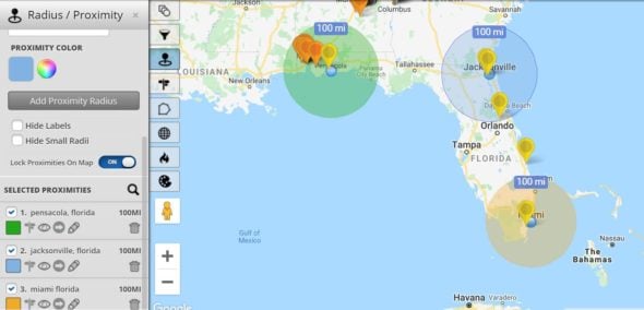 Distance Radius Tool - Geo-Mapping Software