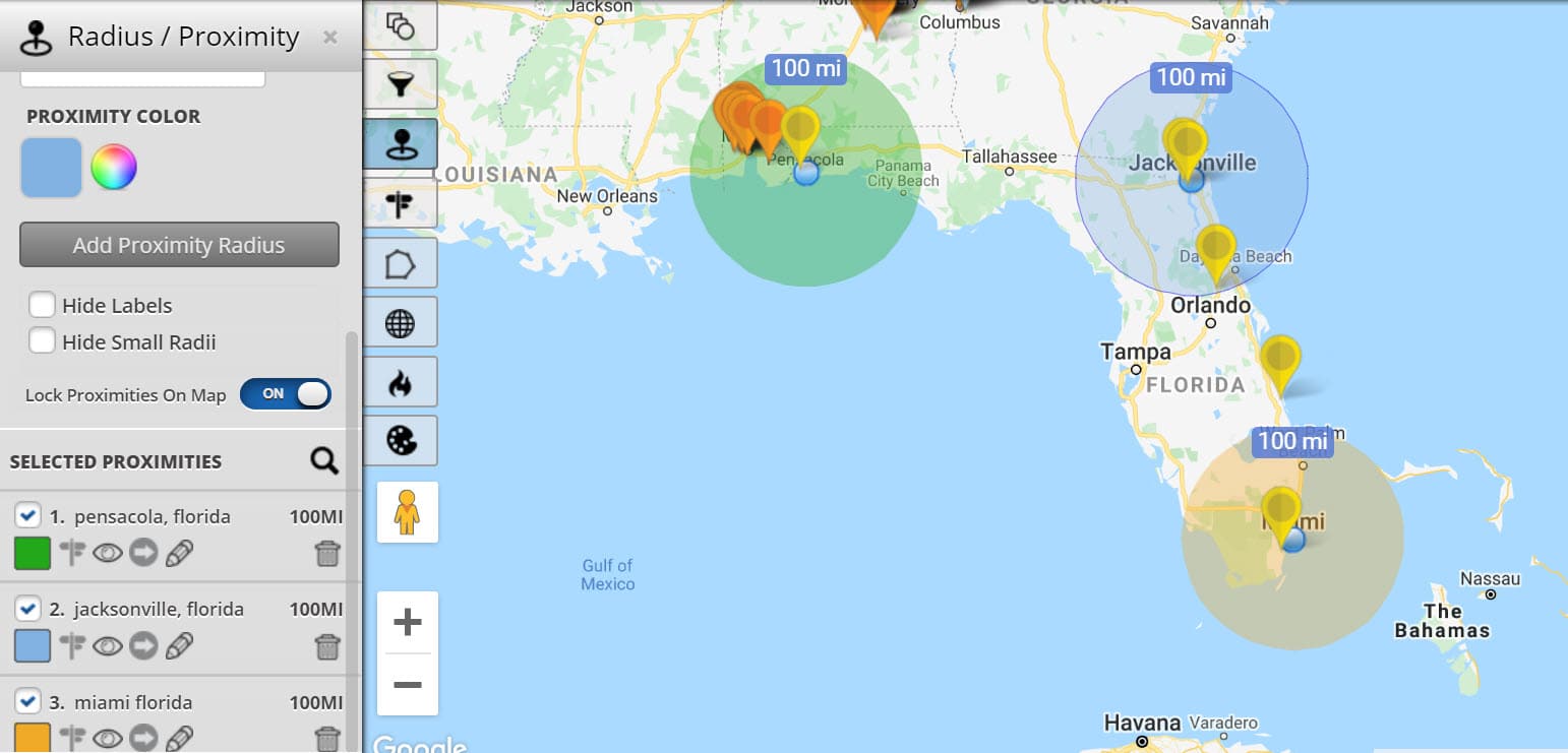 Distance Radius Tool - Geo-Mapping Software