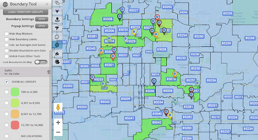 Zip Code Boundary Pin Map