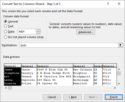 Convert Text to Columns