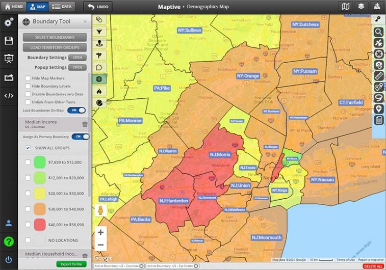 County Map Maker | Maptive Mapping Software