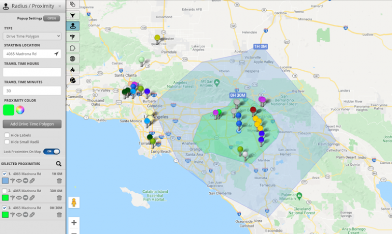 interactive travel time map