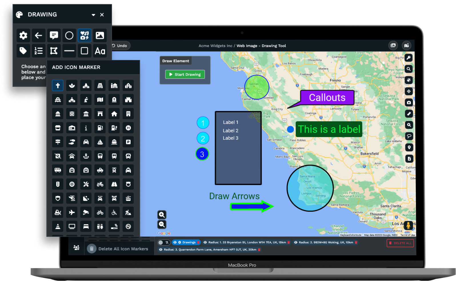 Maptive Map Drawing Tools