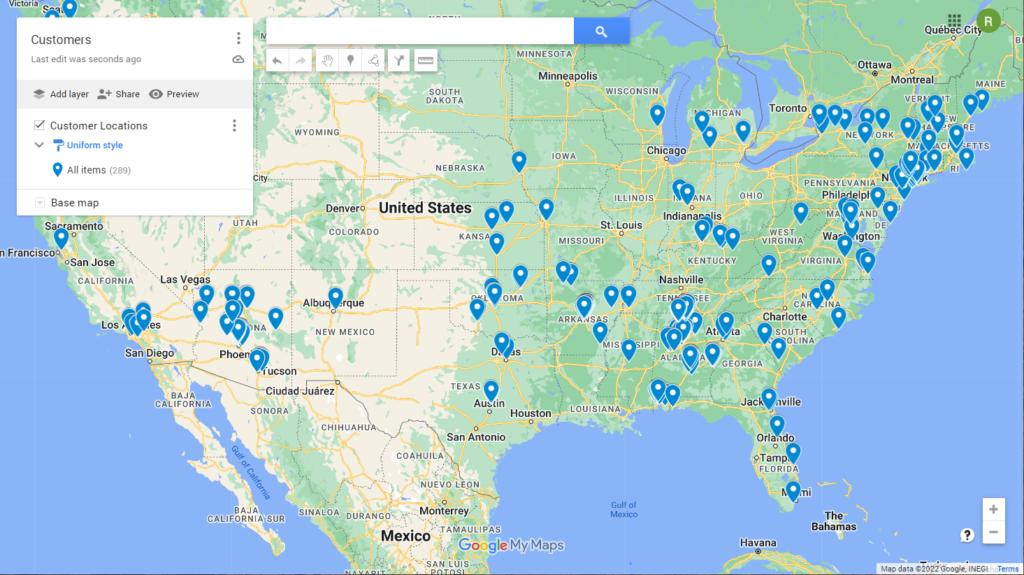 Map with Multiple Location Markers