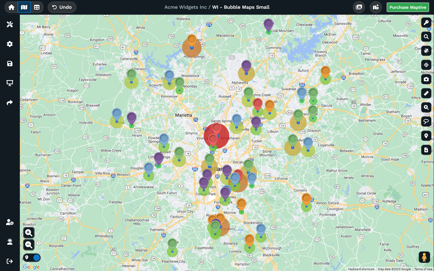 Multi Color Bubble Maps