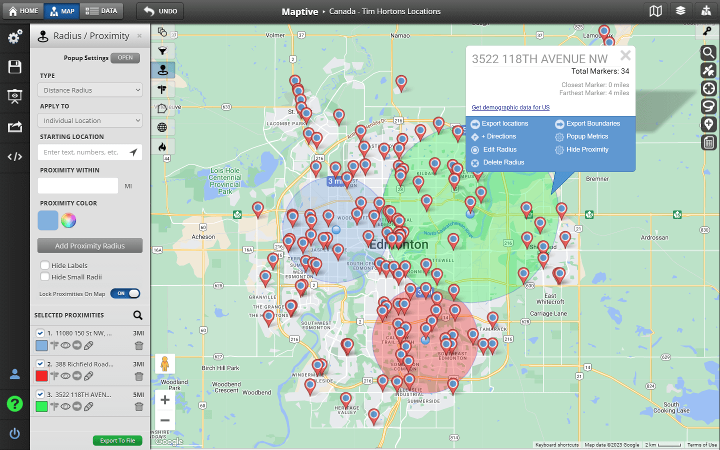 Radius Map