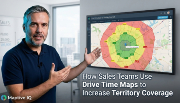 Create a feature image to add to and article for the topic How Sales Teams Use Drive Time Maps to Increase Territory Coverage