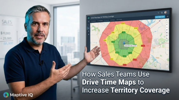 Create a feature image to add to and article for the topic How Sales Teams Use Drive Time Maps to Increase Territory Coverage