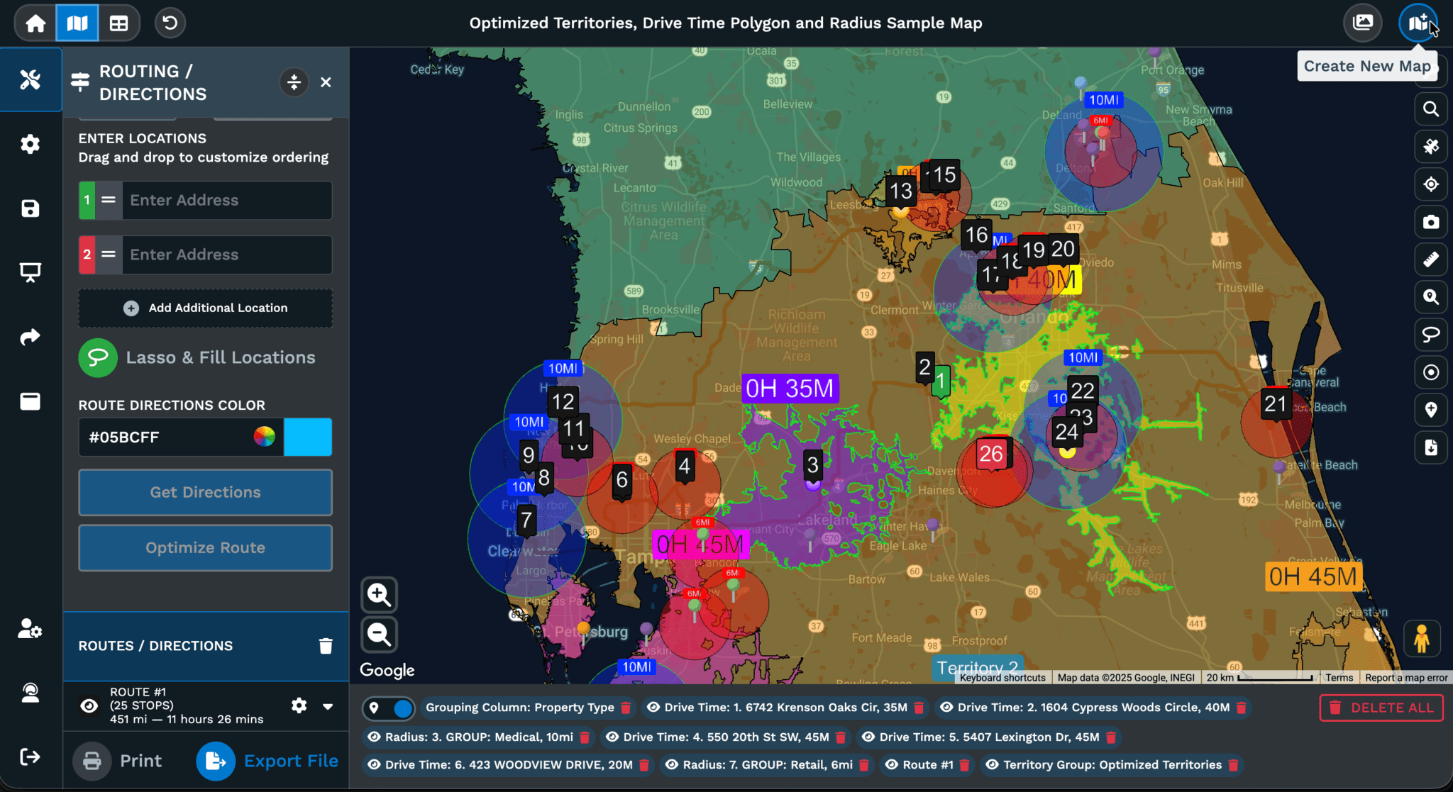 Driving Radius Map & Drive Time Maps | Maptive