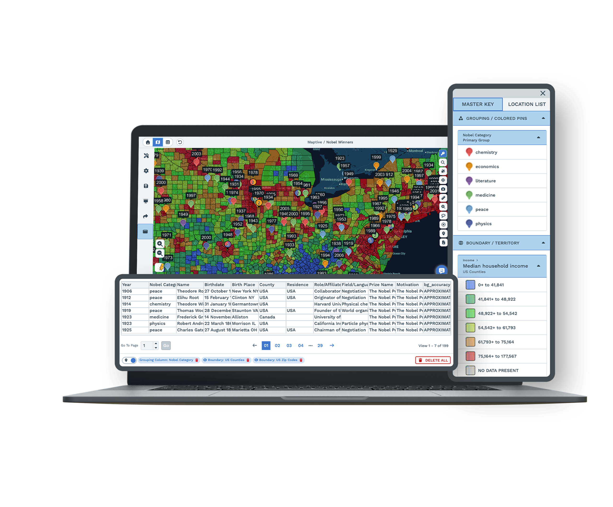 Maptive plotting spreadsheet data onto an interactive map