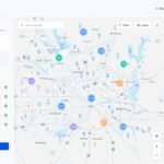 Thousands of customer addresses plotted in a mapping dashboard