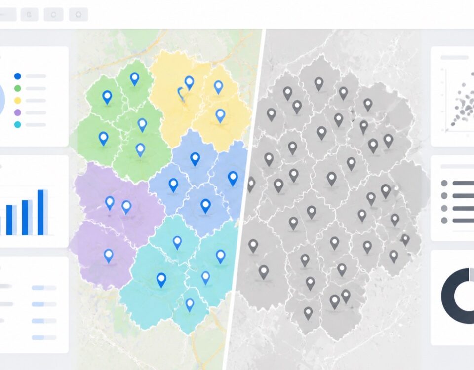 AI Territory Optimization: What It Does and What It Doesn’t featured image with clean mapping and analytics visuals.