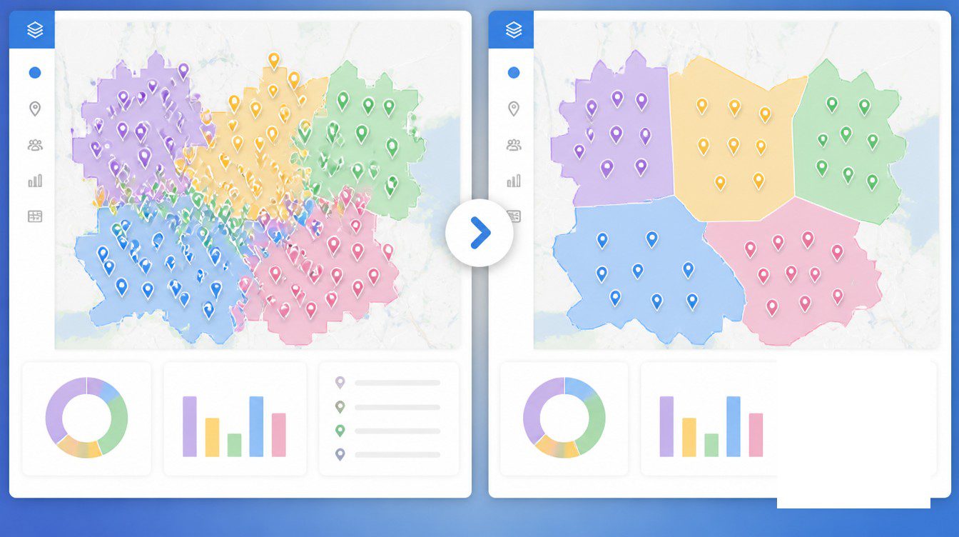 Before and After: How Territory Optimization Looks in Practice featured image with clean mapping and analytics visuals.