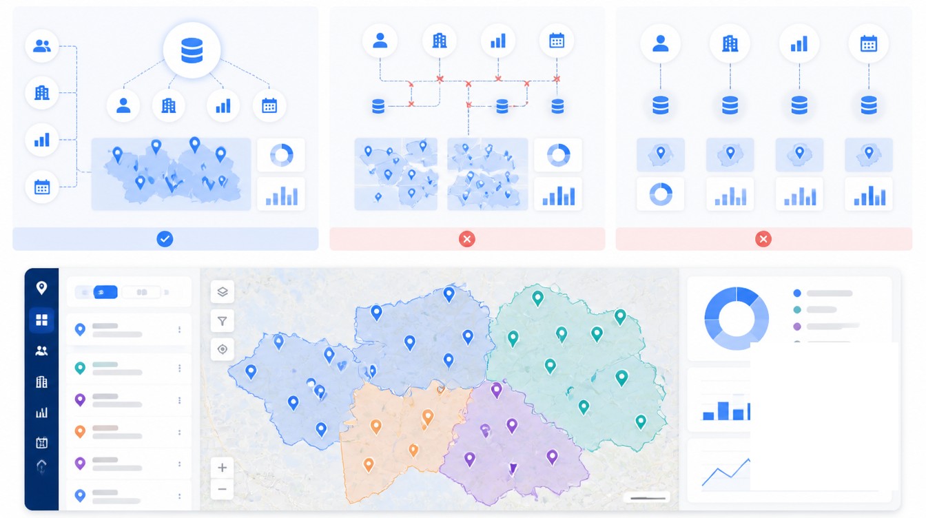 Integration Patterns and Common Failure Modes visual for crm and mapping software: why connected data wins.