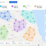 Optimized technician routes and service zones in a dispatch dashboard