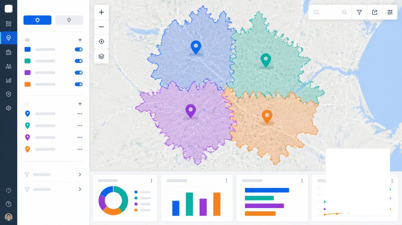 Drive-Time Benchmarks by Franchise Vertical visual for franchise territory design: zip codes vs drive time boundaries.