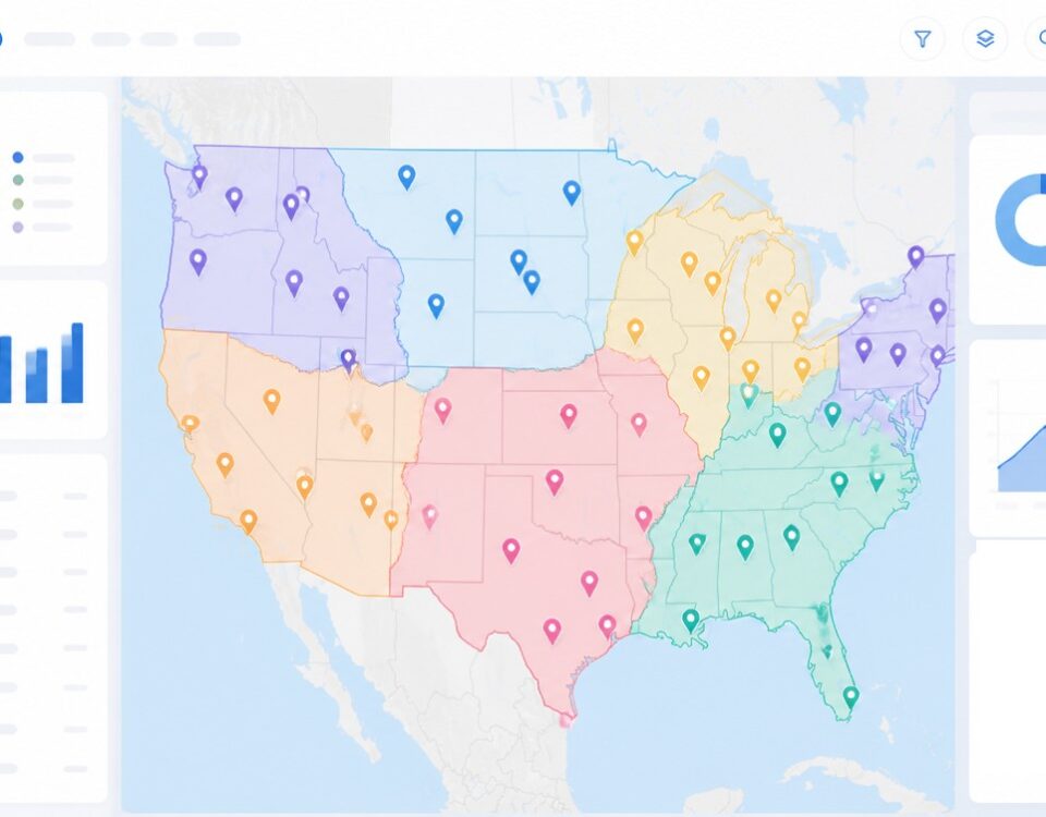 Franchise Territory Mapping at Scale: Managing 100+ Locations featured image with clean mapping and analytics visuals.