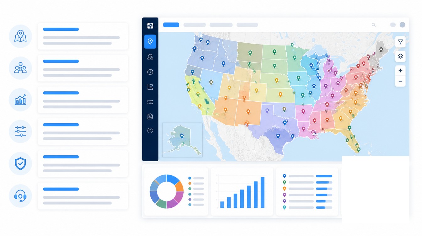 Frequently Asked Questions visual for franchise territory mapping at scale: managing 100+ locations.