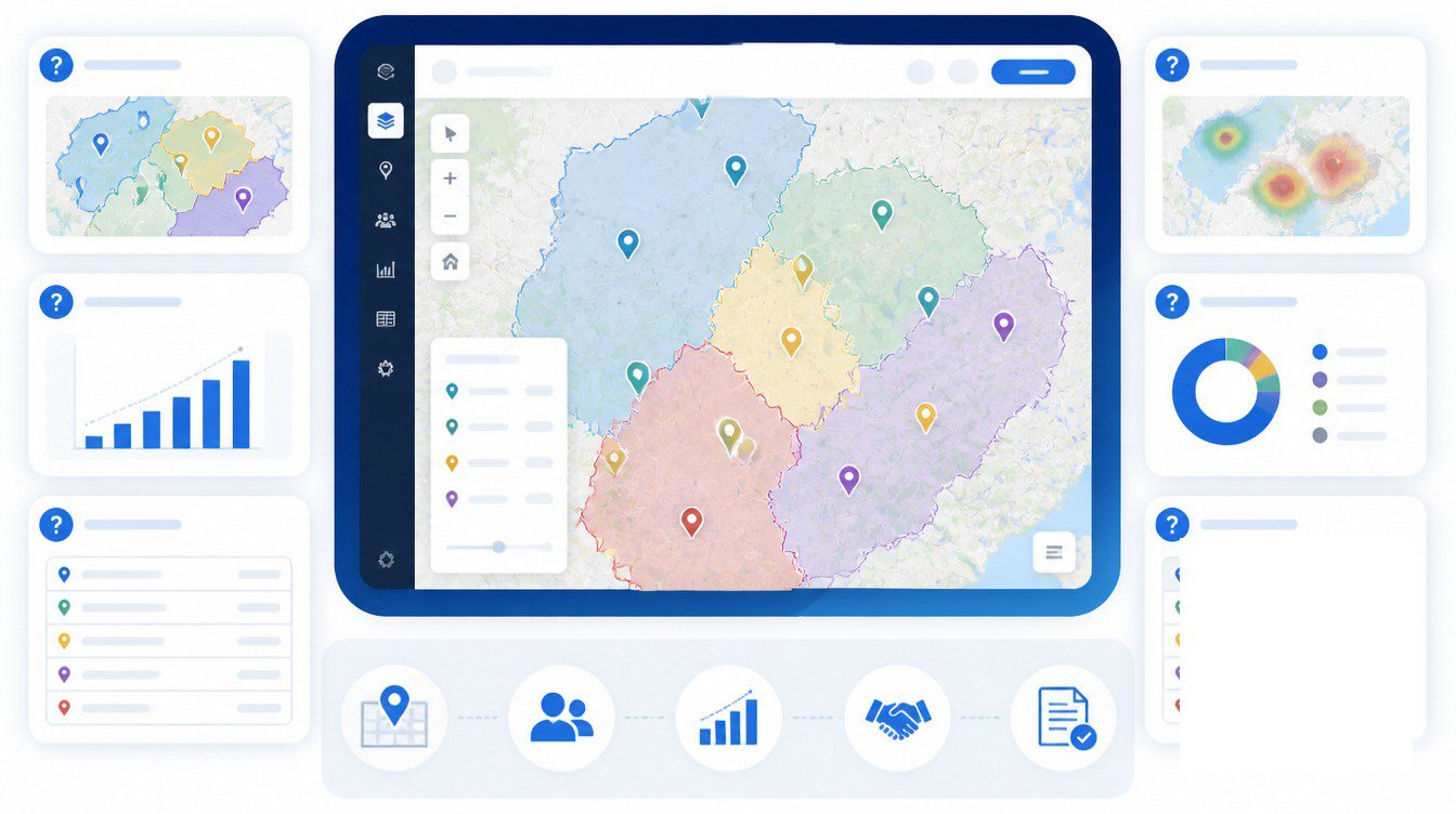 Frequently Asked Questions visual for how franchise development teams use maps to close deals.