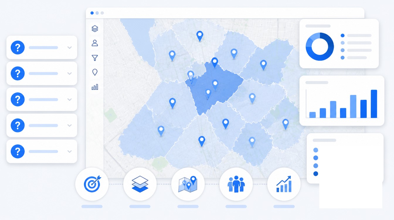 Frequently Asked Questions visual for how to build a location intelligence strategy for your organization.
