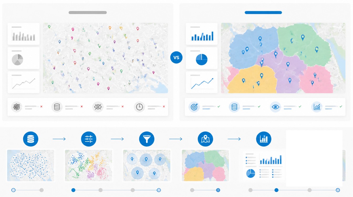 Why a Strategy Differs from Ad Hoc Mapping visual for how to build a location intelligence strategy for your organization.