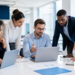 How to Count the Customers Within Miles of Every Branch hero image showing a professional business team planning together.
