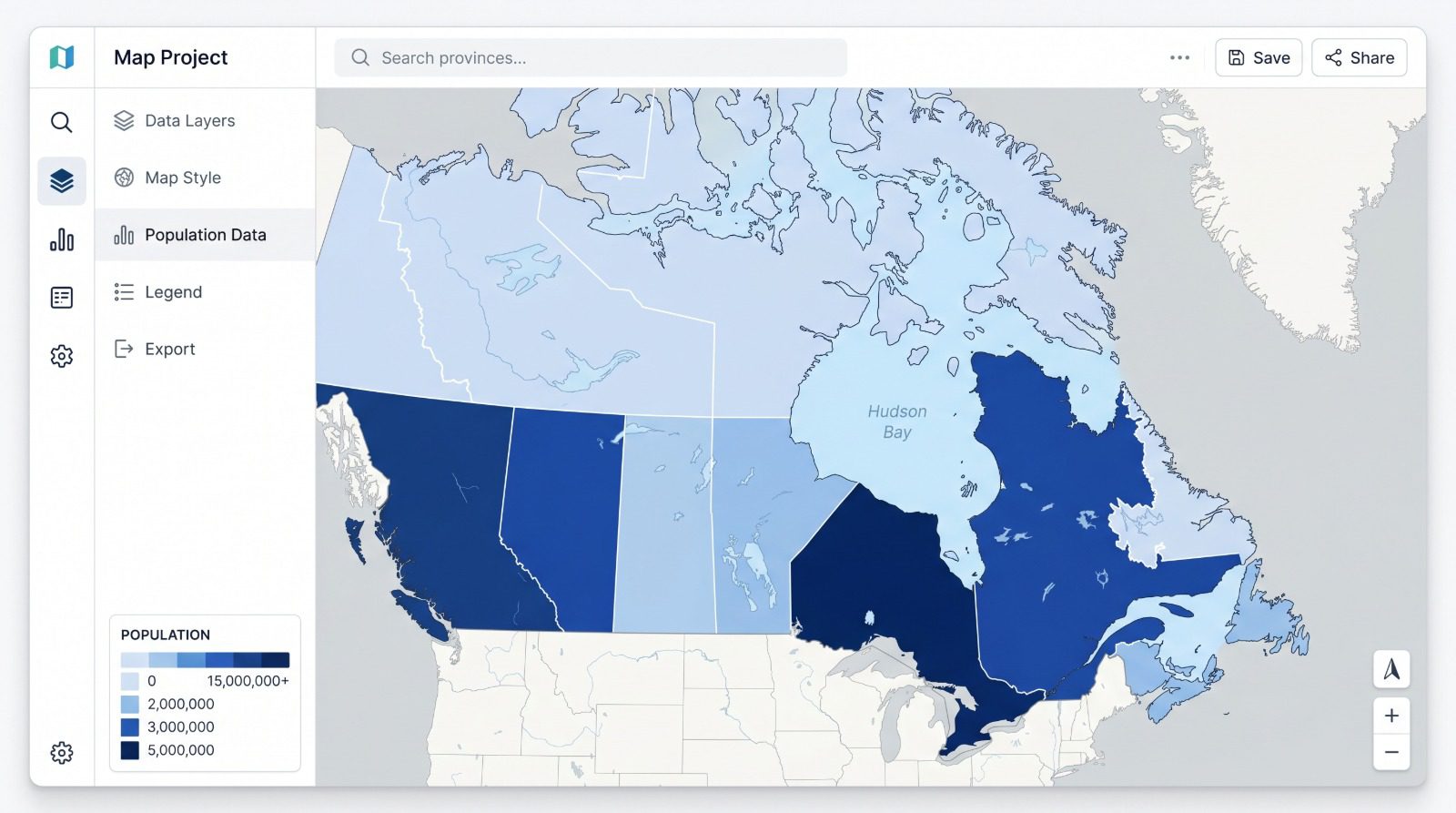 How to Create a Population Map of Canadian Provinces and Territories — Maptive featured image.