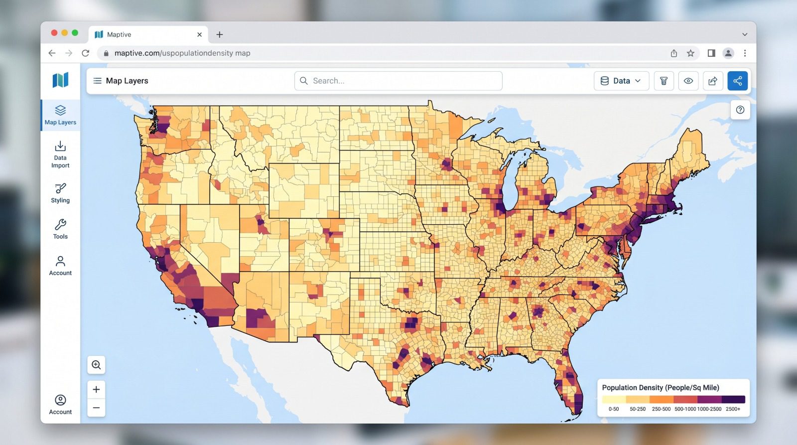 How to Create a US Population Density Map — Maptive featured image.