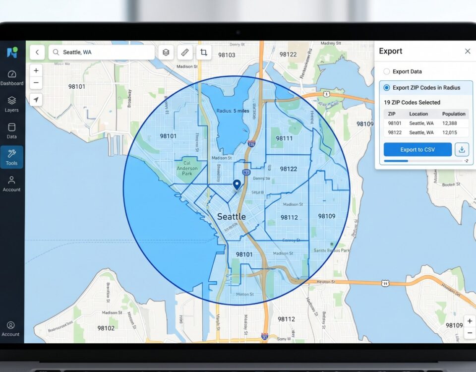 How to Export the Zip Codes Within a Radius — Maptive featured image.