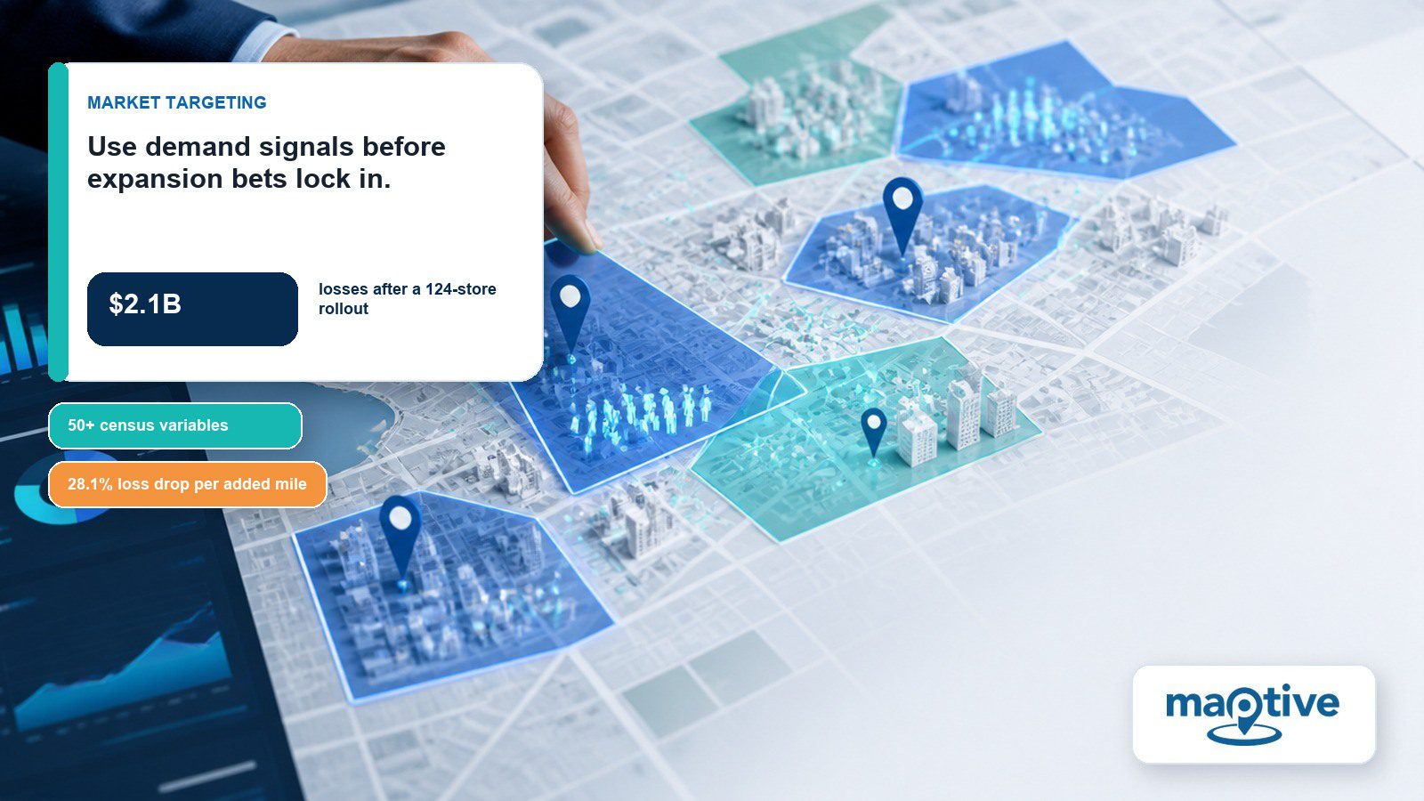 How to Stop Guessing Which Neighborhoods to Target featured image with article-specific Maptive insight and data callouts.
