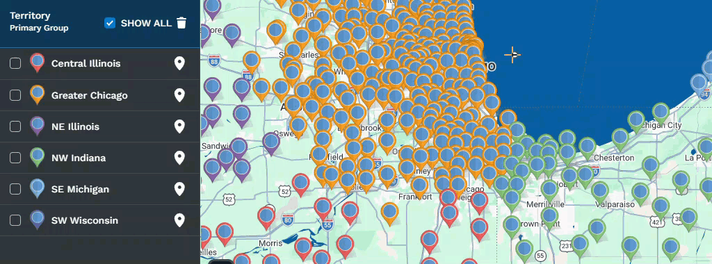 Animated demo of drawing a lasso selection on a Maptive map
