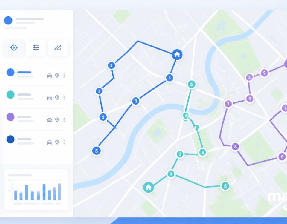 Route Optimization for Field Sales Teams: Planning Smarter Routes That Save Time and Close More Deals featured image with clean mapping and analytics visuals.