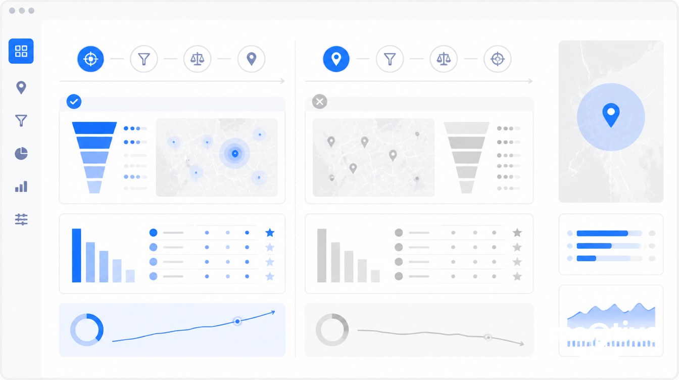 Why the Order of the Decision Matters visual for the data-driven approach to choosing a business location.