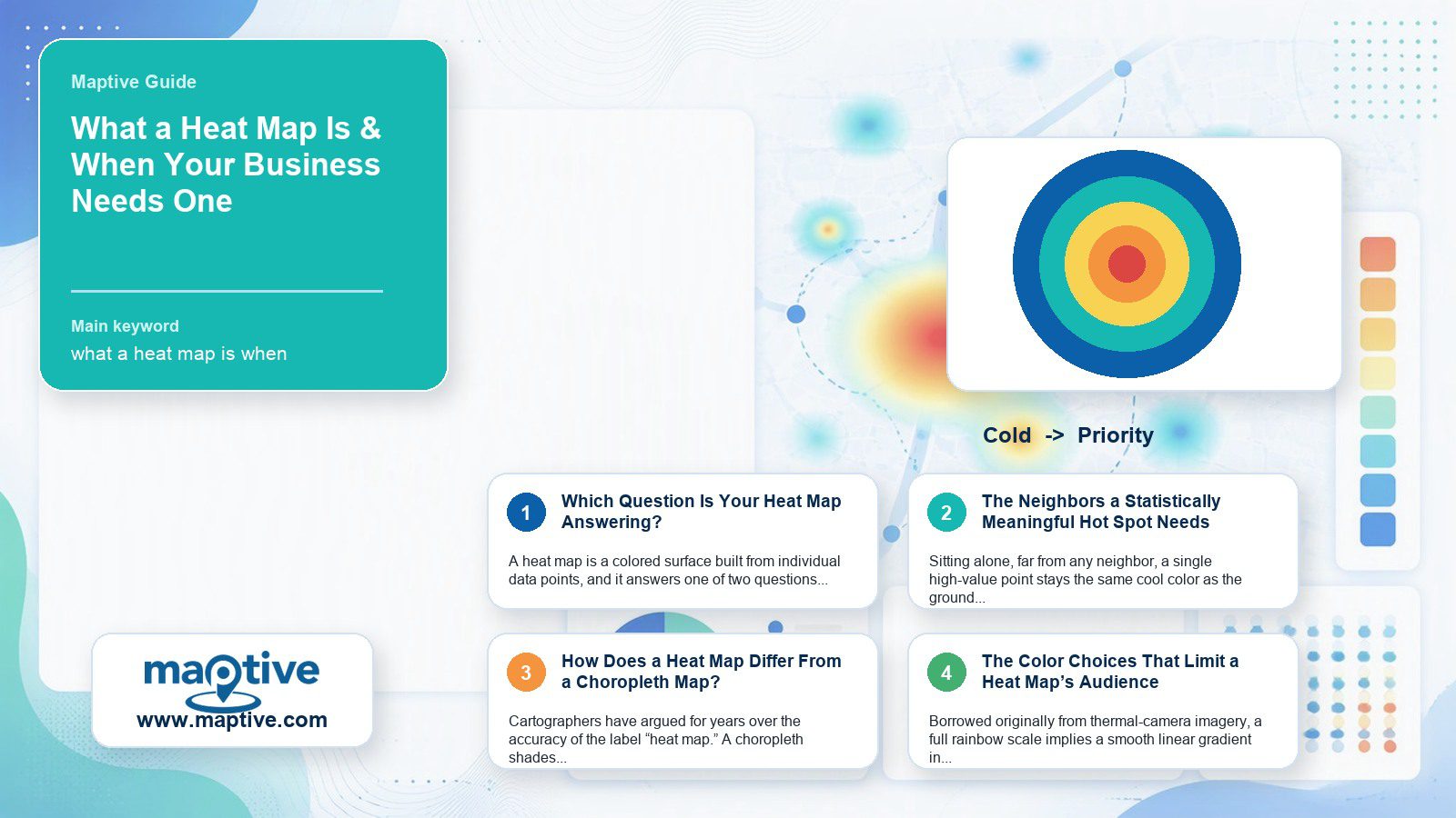 What a Heat Map Is & When Your Business Needs One Higgsfield infographic with readable article-specific takeaways and Maptive branding.